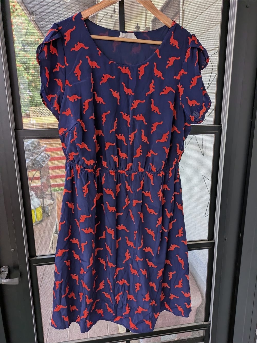 Peach Love Navy Dino Dress